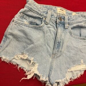 Cotton On Light Blue Frayed Denim Shorts
